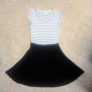 Striped Black and White A-Line Dress Casual